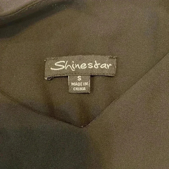 Shinestar Plain Black Sheer Cami Flowy Spaghetti Straps V Neck Size S - Picture 7 of 9